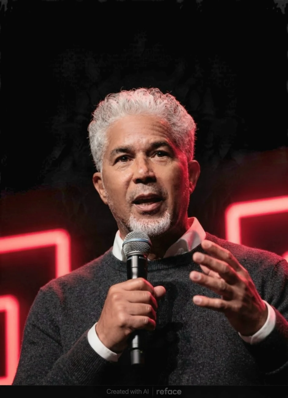 JuanLuis, founder of A Phoenix Rising, speaking on stage