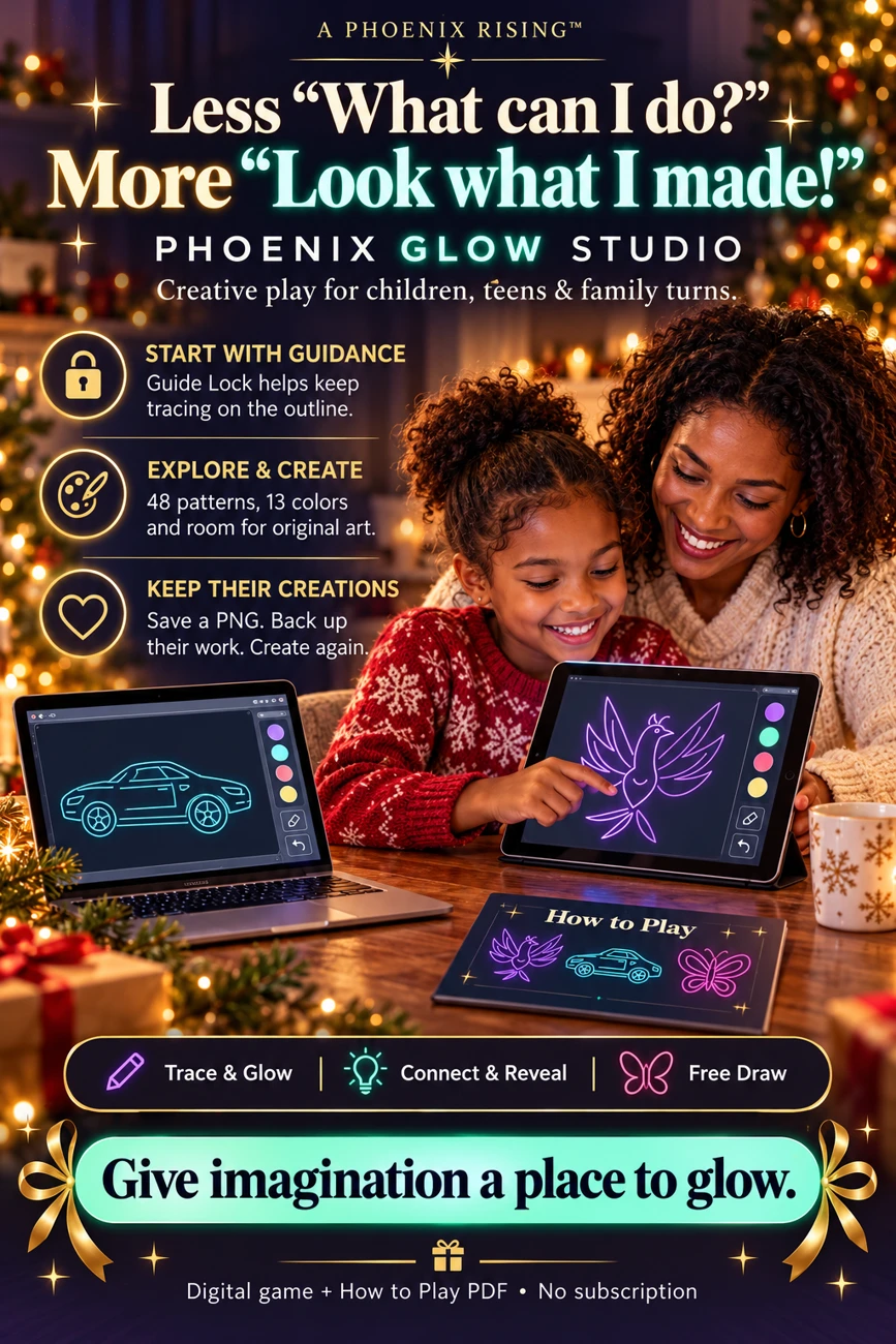 Phoenix Glow Studio creative play product artwork